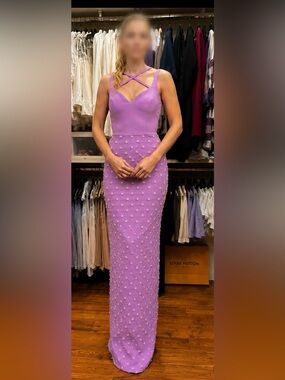 Jonathan Kayne 9064 Lilac Crystal Embellished Formal Gown Size 4 NWT